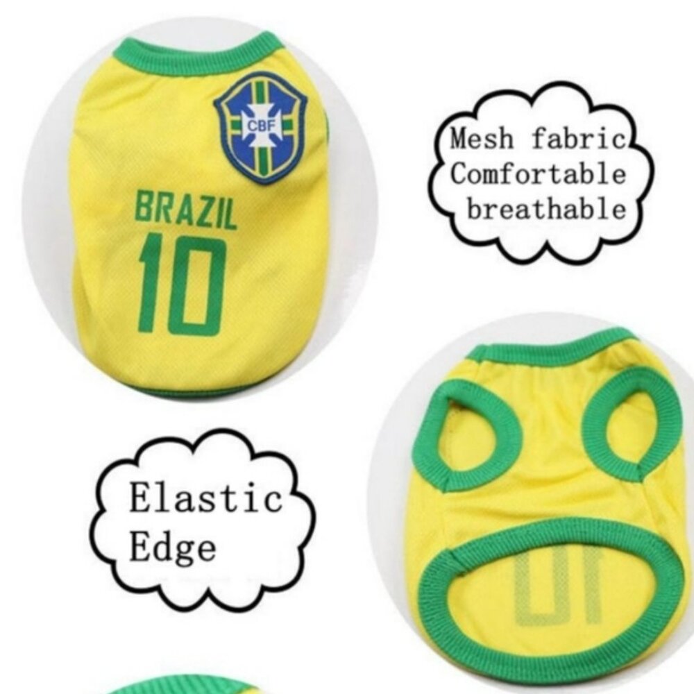 Brazil Inspired Yellow & Green Dog Jersey - Picture 4 of 6